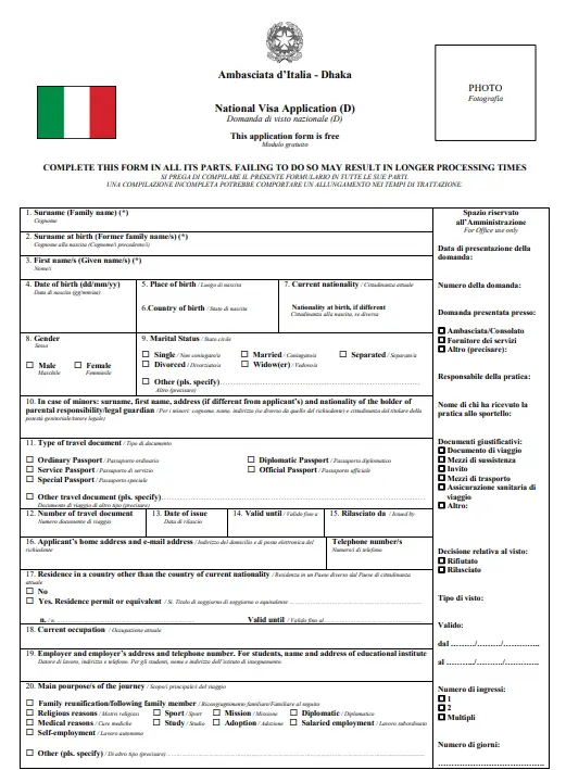 Italy Sponsored Visa 2025 Application Deadline