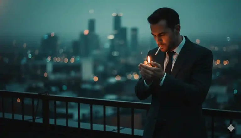 Neo-Noir Rooftop Contemplation