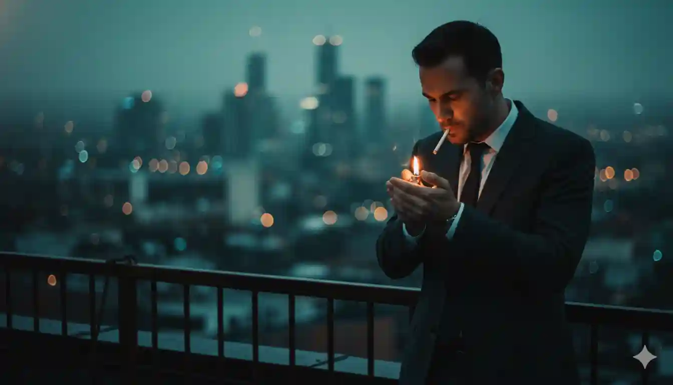 Neo-Noir Rooftop Contemplation