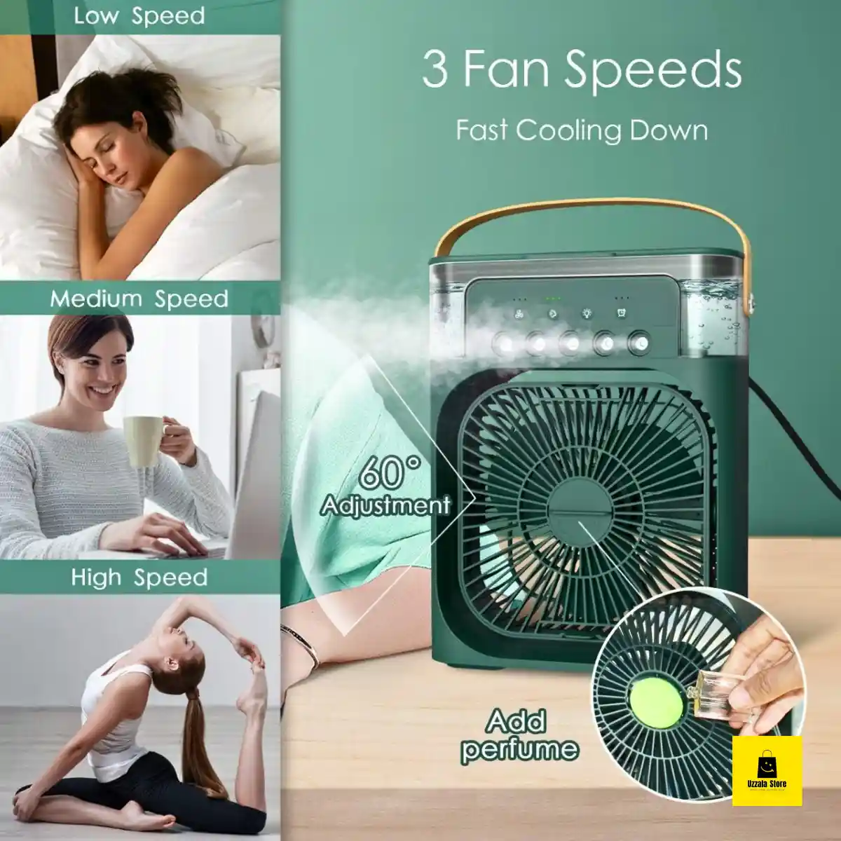 Air Cooling USB Fan with LED Night Light Water Fan
