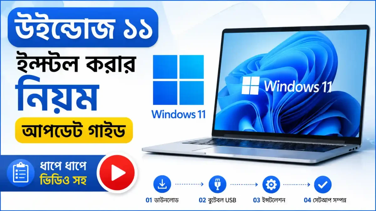 উইন্ডোজ ১১ ইন্সটল করার নিয়ম আপডেট গাইড ধাপে ধাপে ভিডিও সহ
