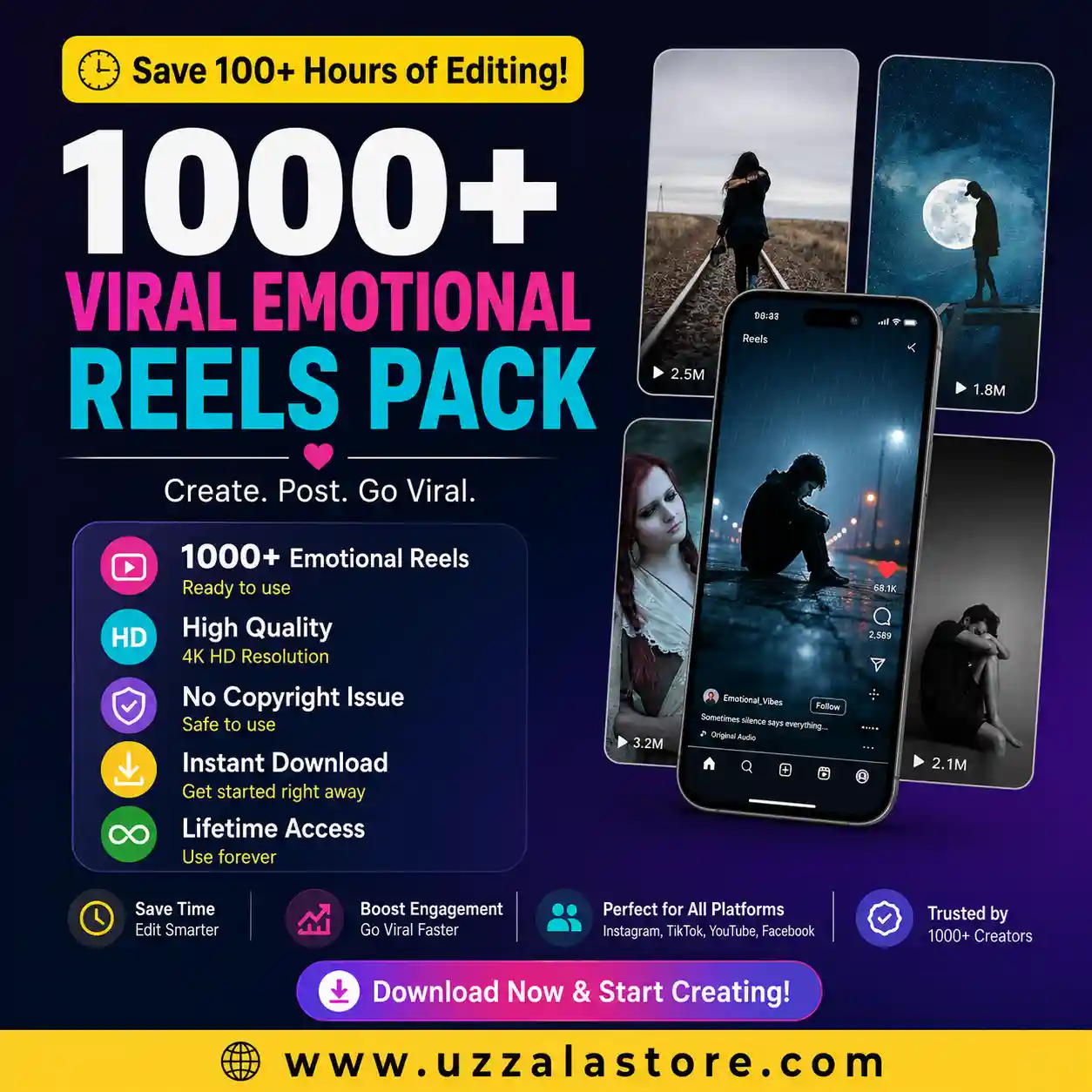 Save 100+ Hours of Editing! 1000+ Viral Emotional Reels Pack
