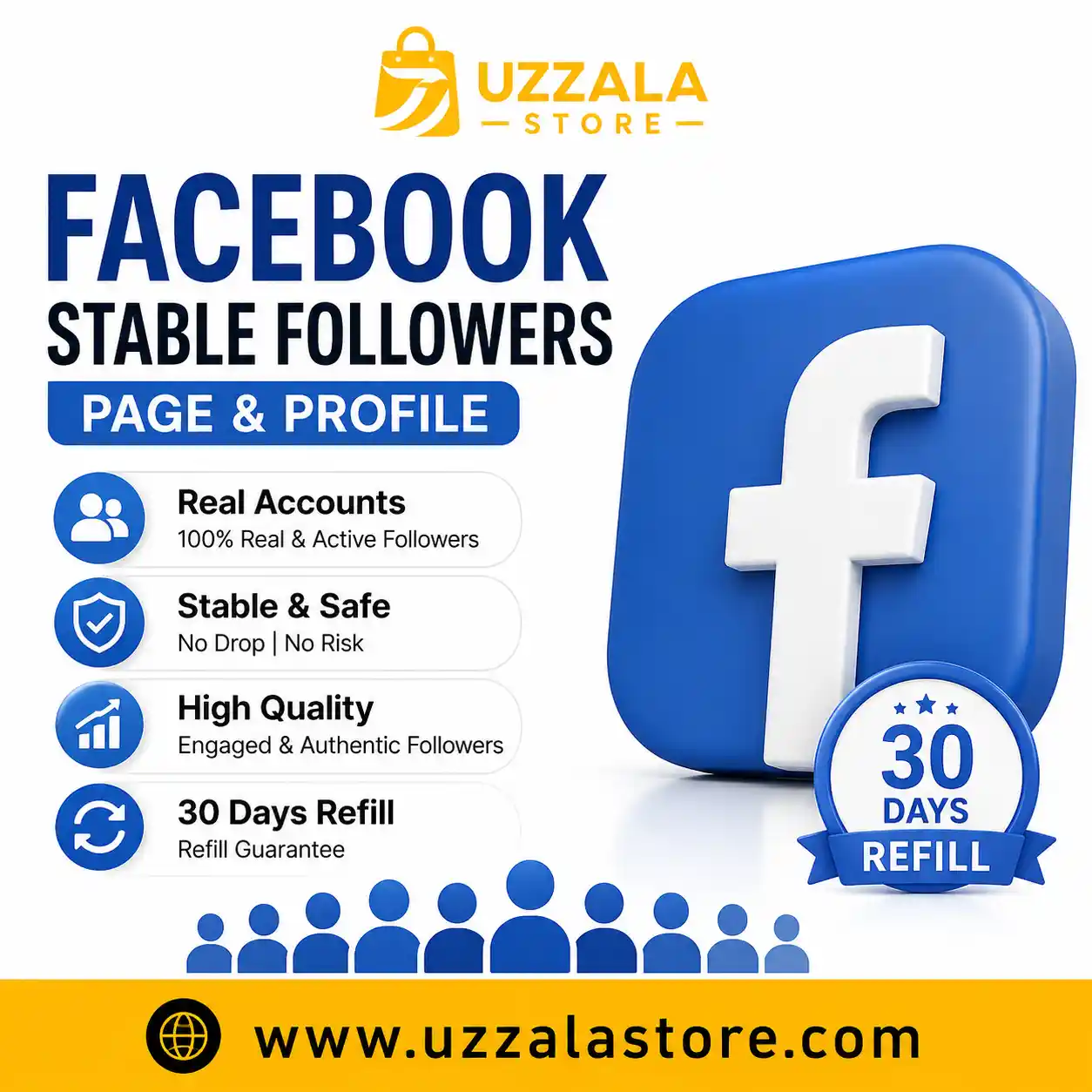 Facebook Stable Followers | Page & Profile | Real Accounts | 30 Days Refill